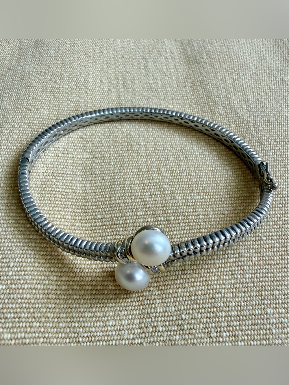 Elegant Town & Country Rope Bracelet Pearl Sterling Diamond 14k gold